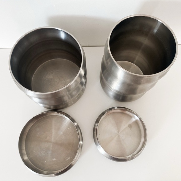 HomeSense Set of 2 Stainless Steel Kitchen Storage Canisters – Wave Design - Picture 4 of 5